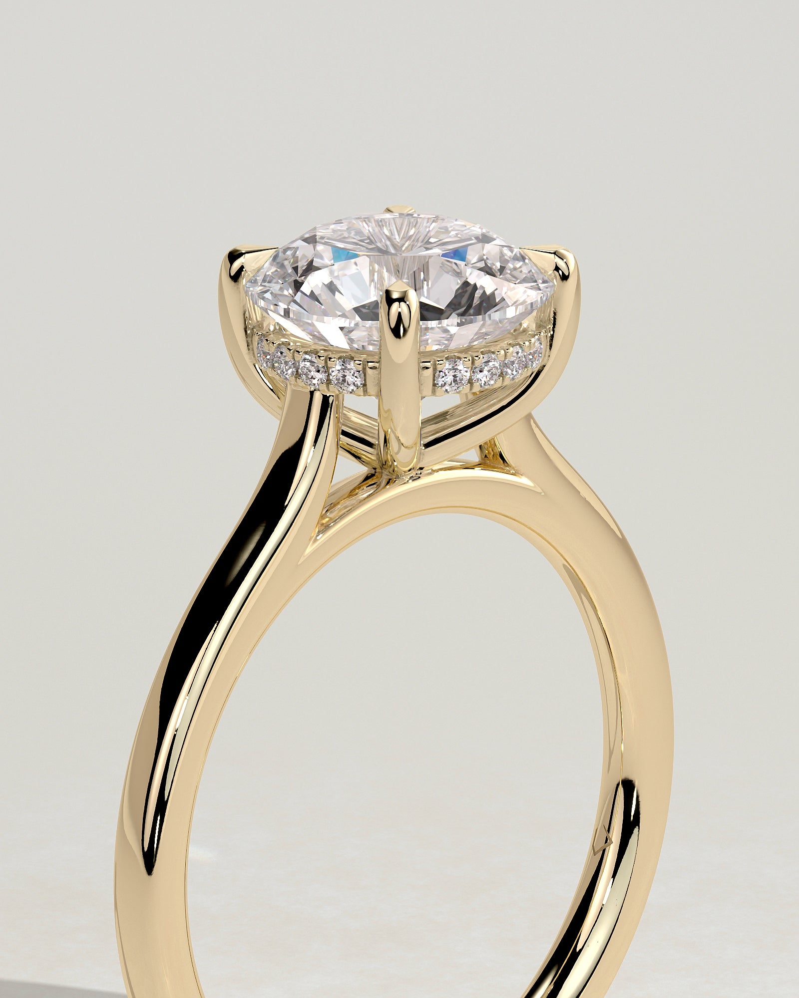 Round Halo, Pave & Split Shank Engagement Ring – 1.93 CT Lab Grown Diamond