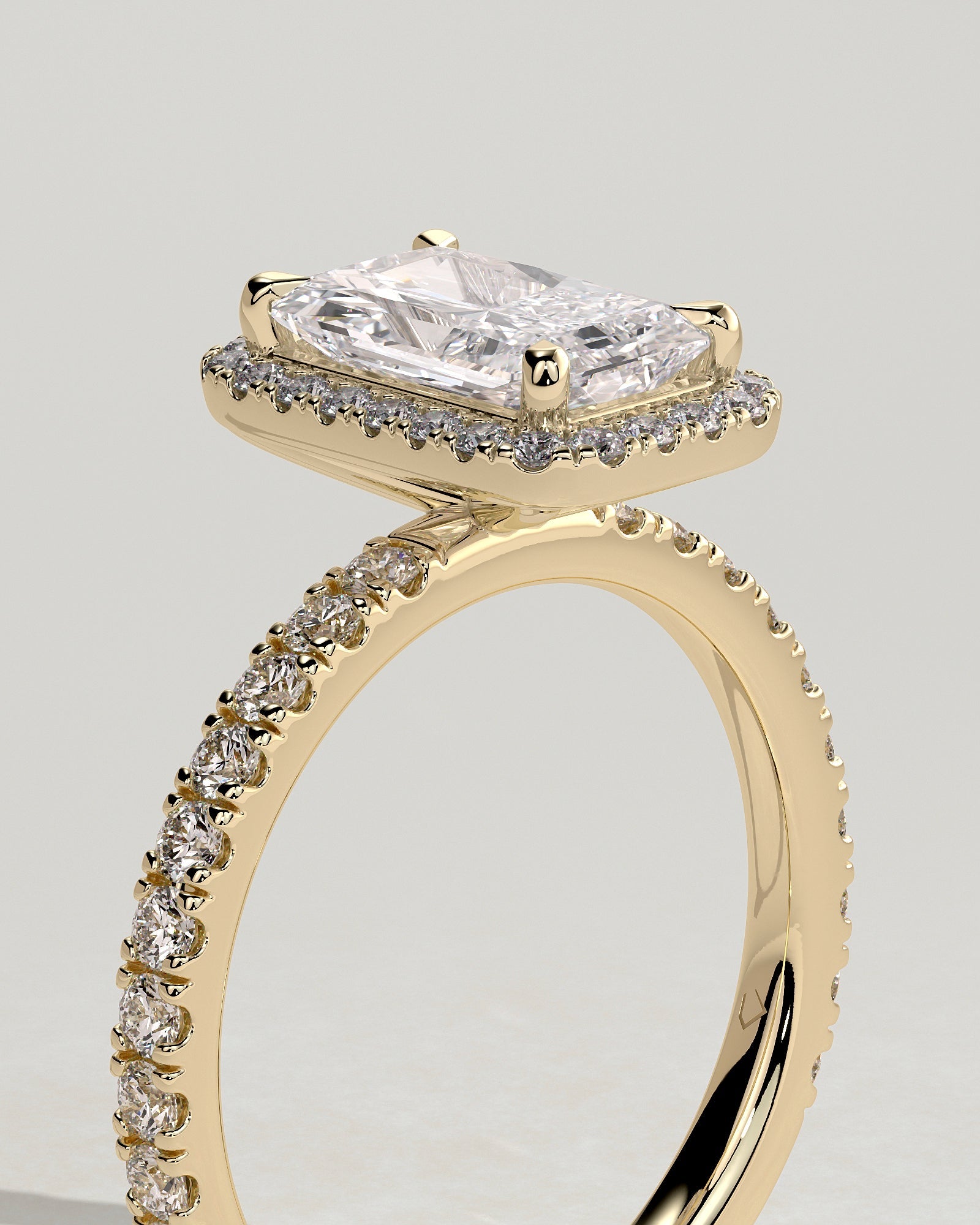 Round Halo, Pave & Split Shank Engagement Ring – 1.93 CT Lab Grown Diamond