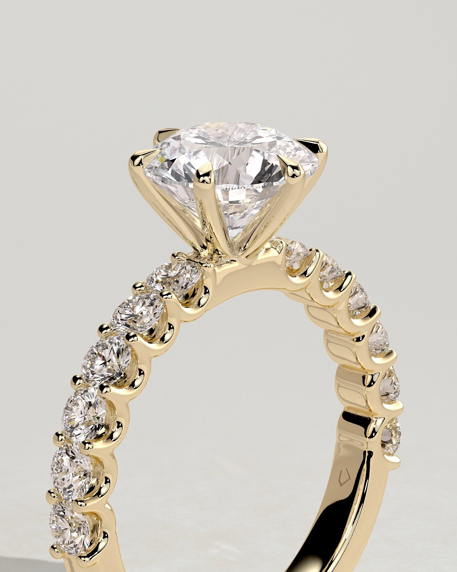 Round Halo, Pave & Split Shank Engagement Ring – 1.93 CT Lab Grown Diamond