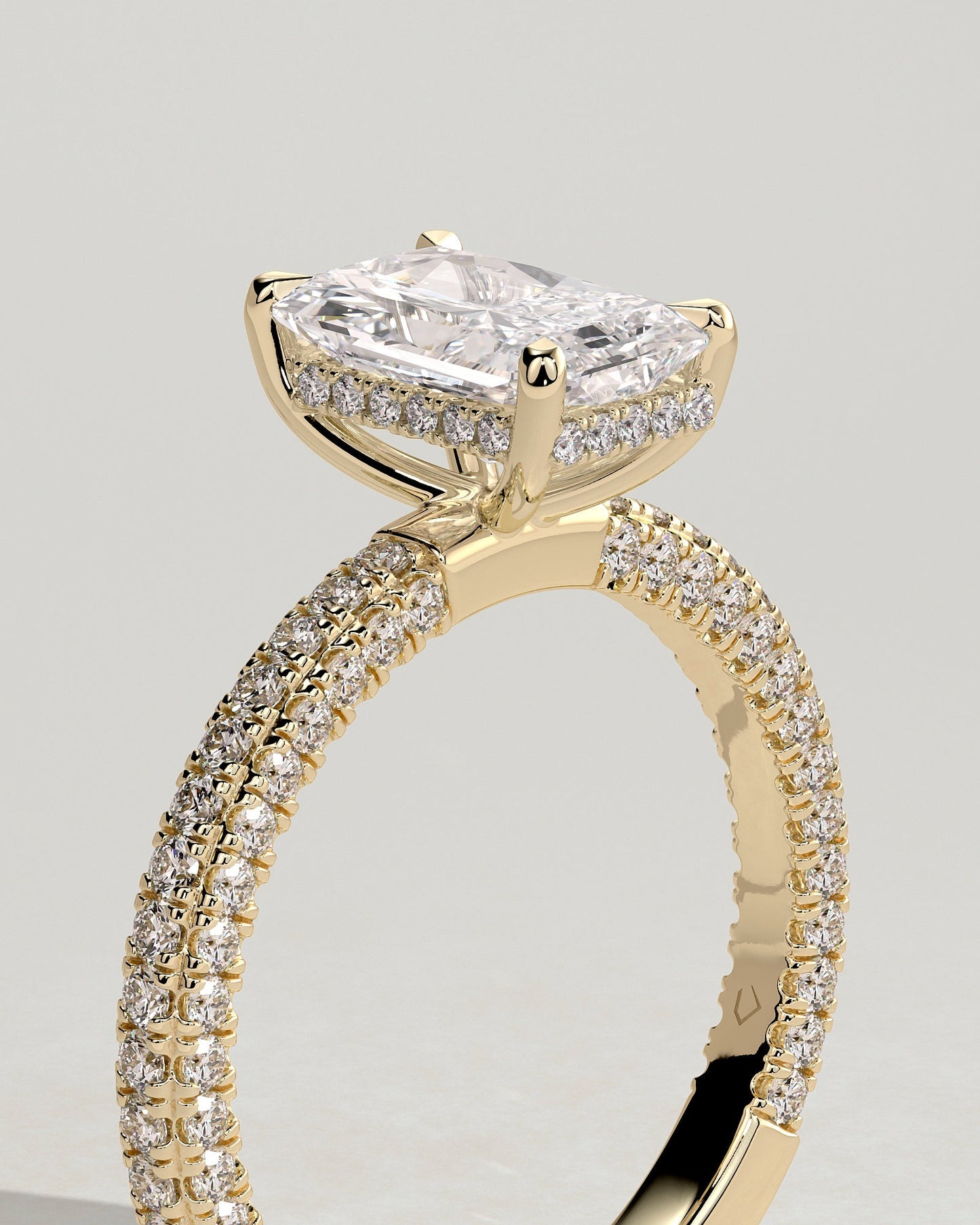 Round Halo, Pave & Split Shank Engagement Ring – 1.93 CT Lab Grown Diamond