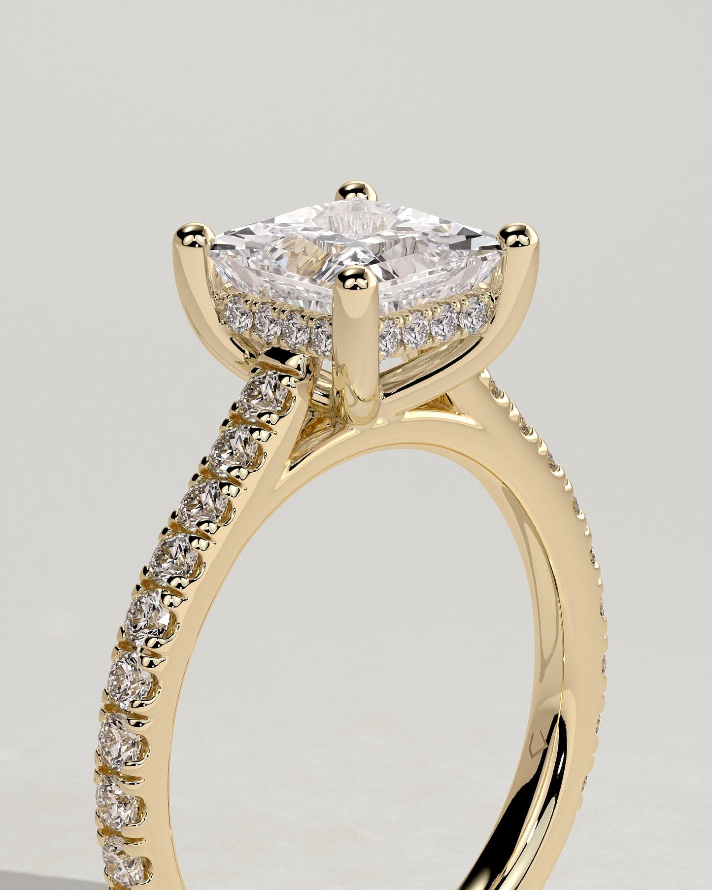 Round Halo, Pave & Split Shank Engagement Ring – 1.93 CT Lab Grown Diamond