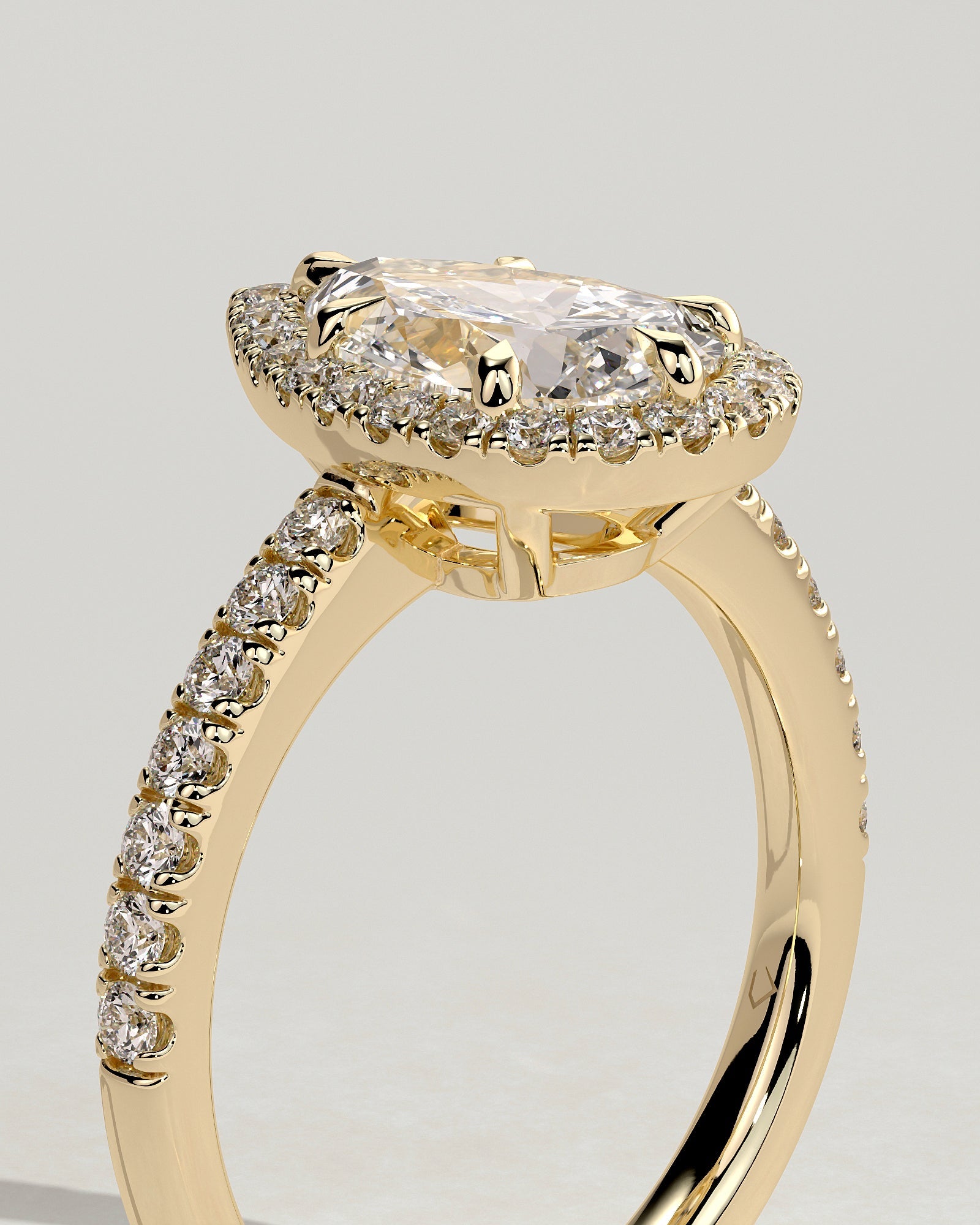 Round Halo, Pave & Split Shank Engagement Ring – 1.93 CT Lab Grown Diamond
