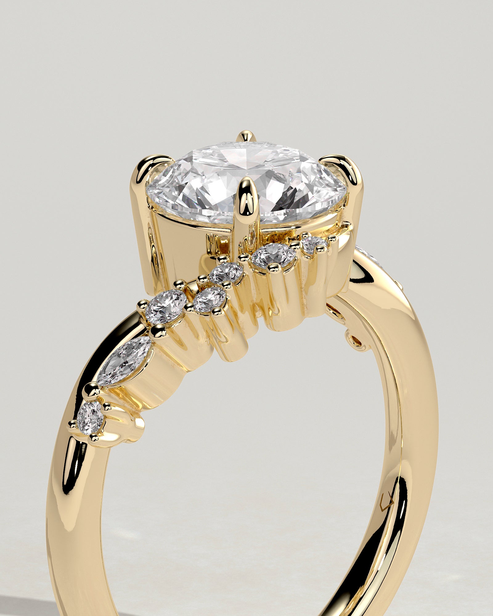 Round Halo, Pave & Split Shank Engagement Ring – 1.93 CT Lab Grown Diamond
