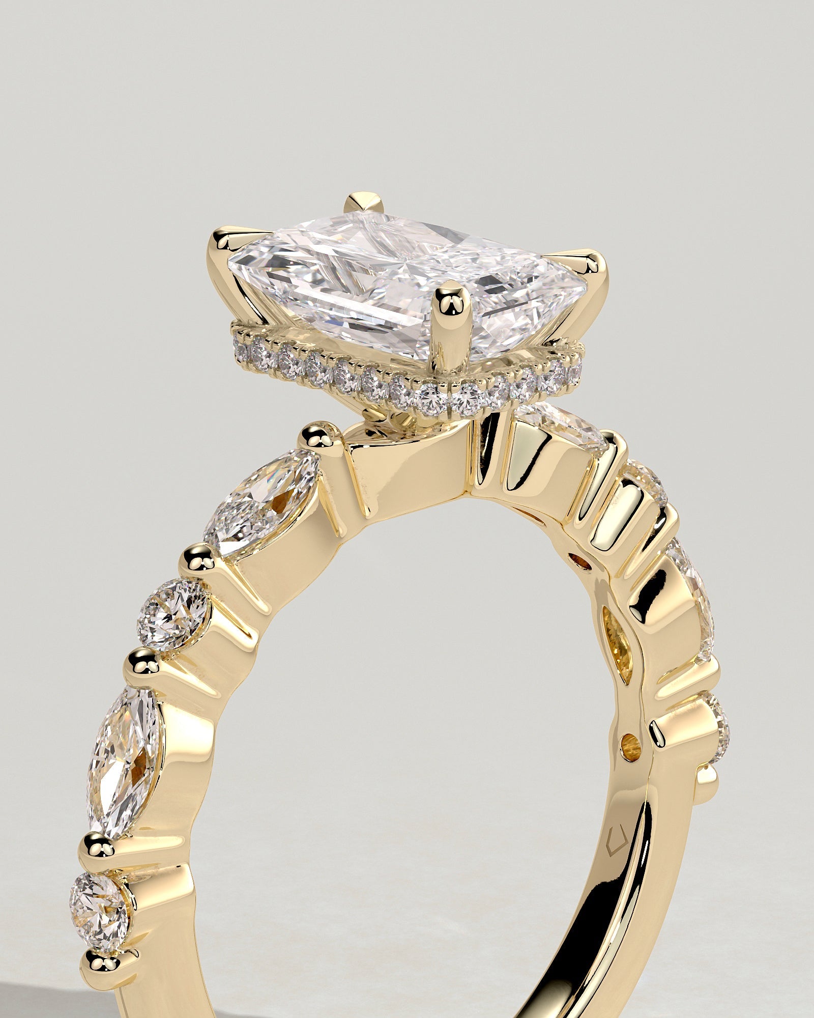 Round Halo, Pave & Split Shank Engagement Ring – 1.93 CT Lab Grown Diamond