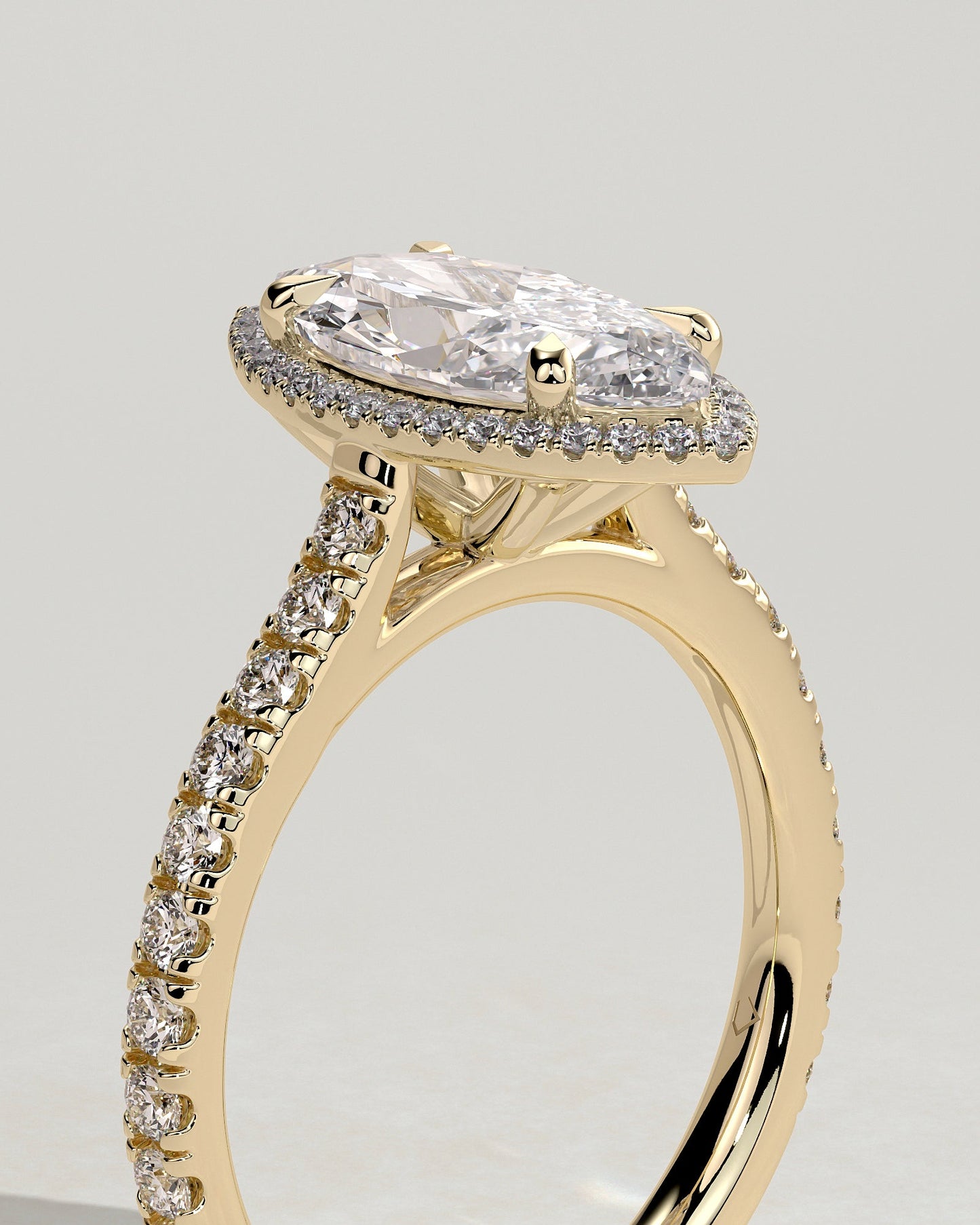 Round Halo, Pave & Split Shank Engagement Ring – 1.93 CT Lab Grown Diamond