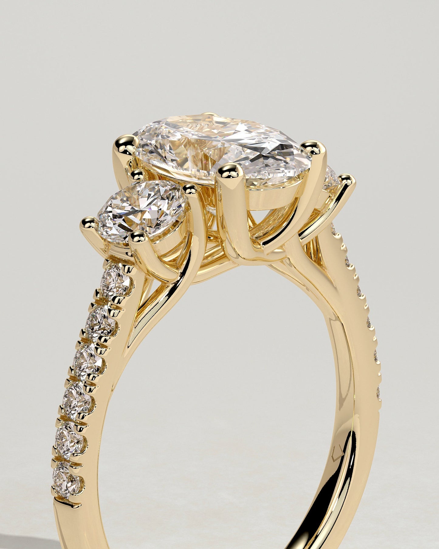 Round Halo, Pave & Split Shank Engagement Ring – 1.93 CT Lab Grown Diamond