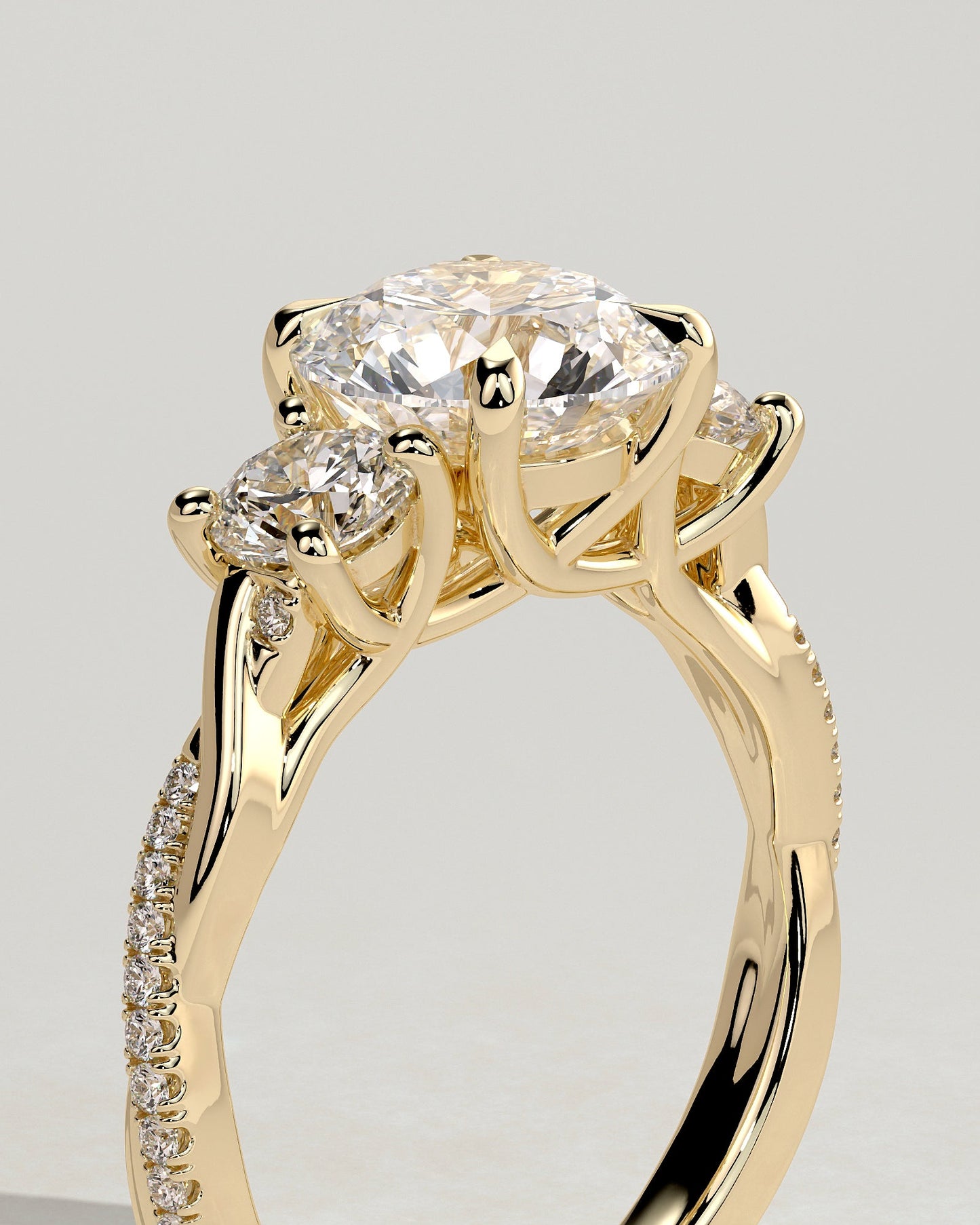 Round Halo, Pave & Split Shank Engagement Ring – 1.93 CT Lab Grown Diamond