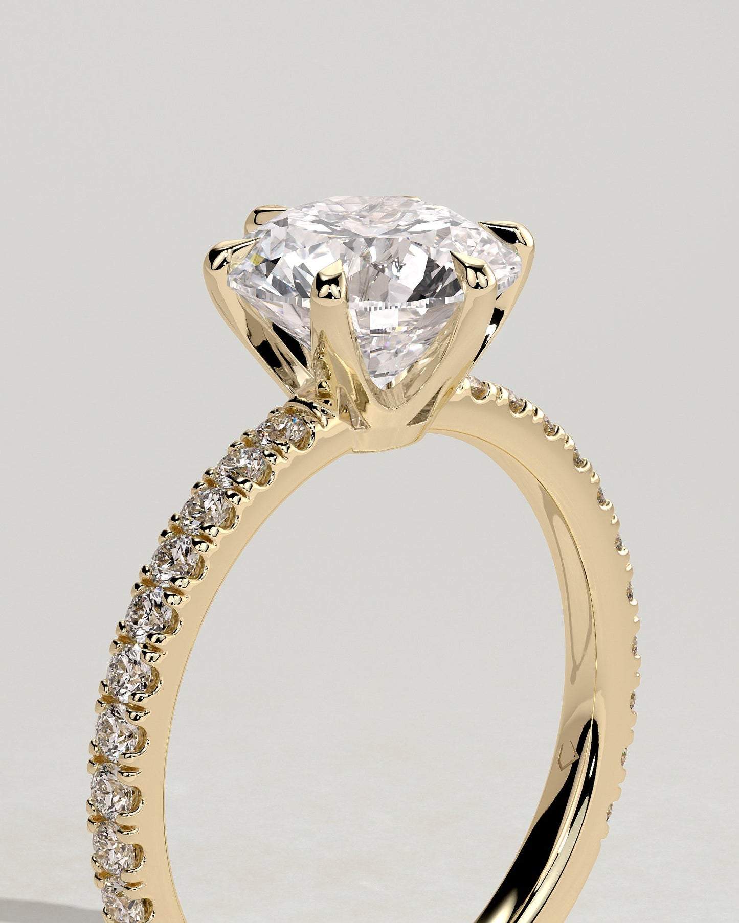 Round Halo, Pave & Split Shank Engagement Ring – 1.93 CT Lab Grown Diamond