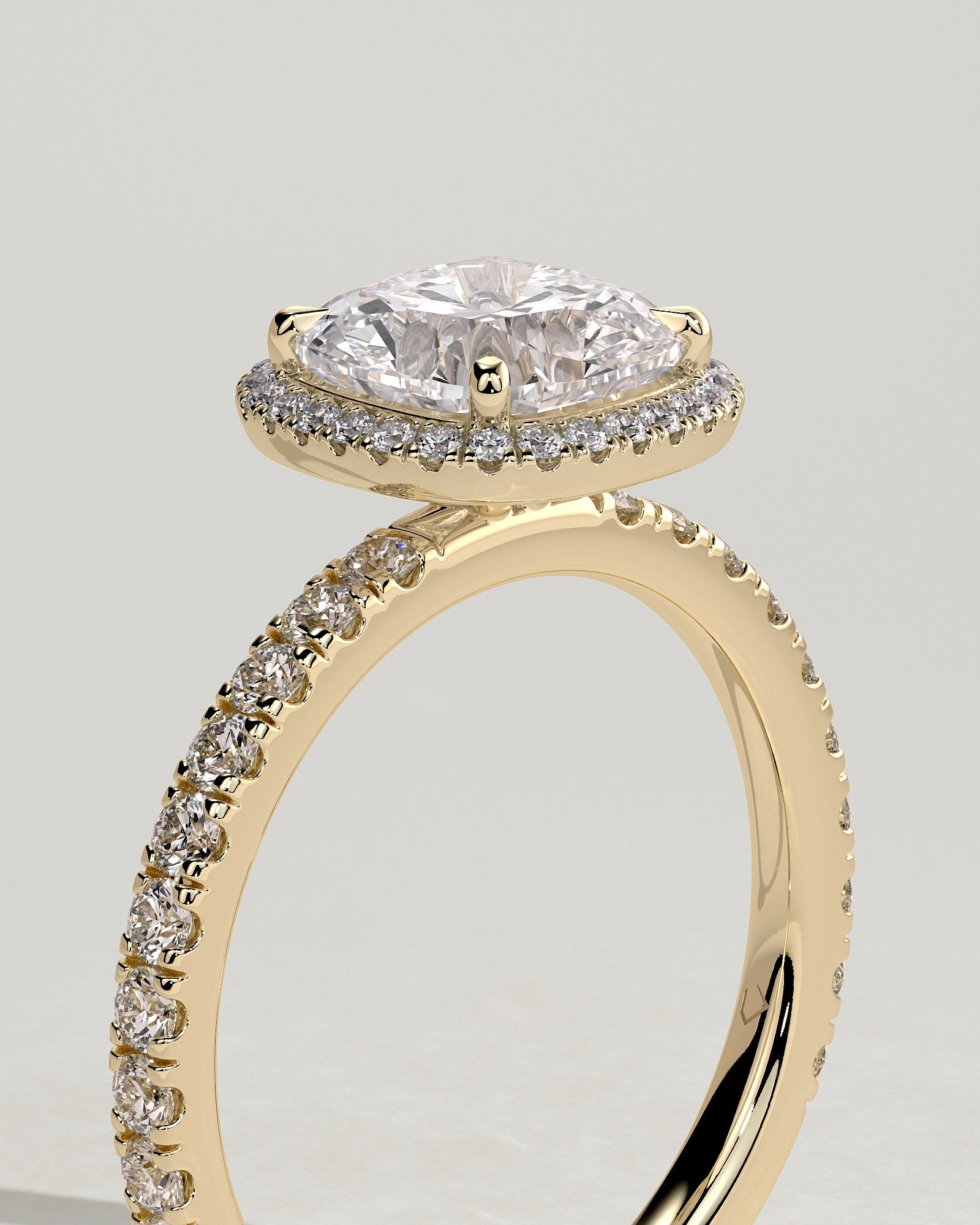 Round Halo, Pave & Split Shank Engagement Ring – 1.93 CT Lab Grown Diamond