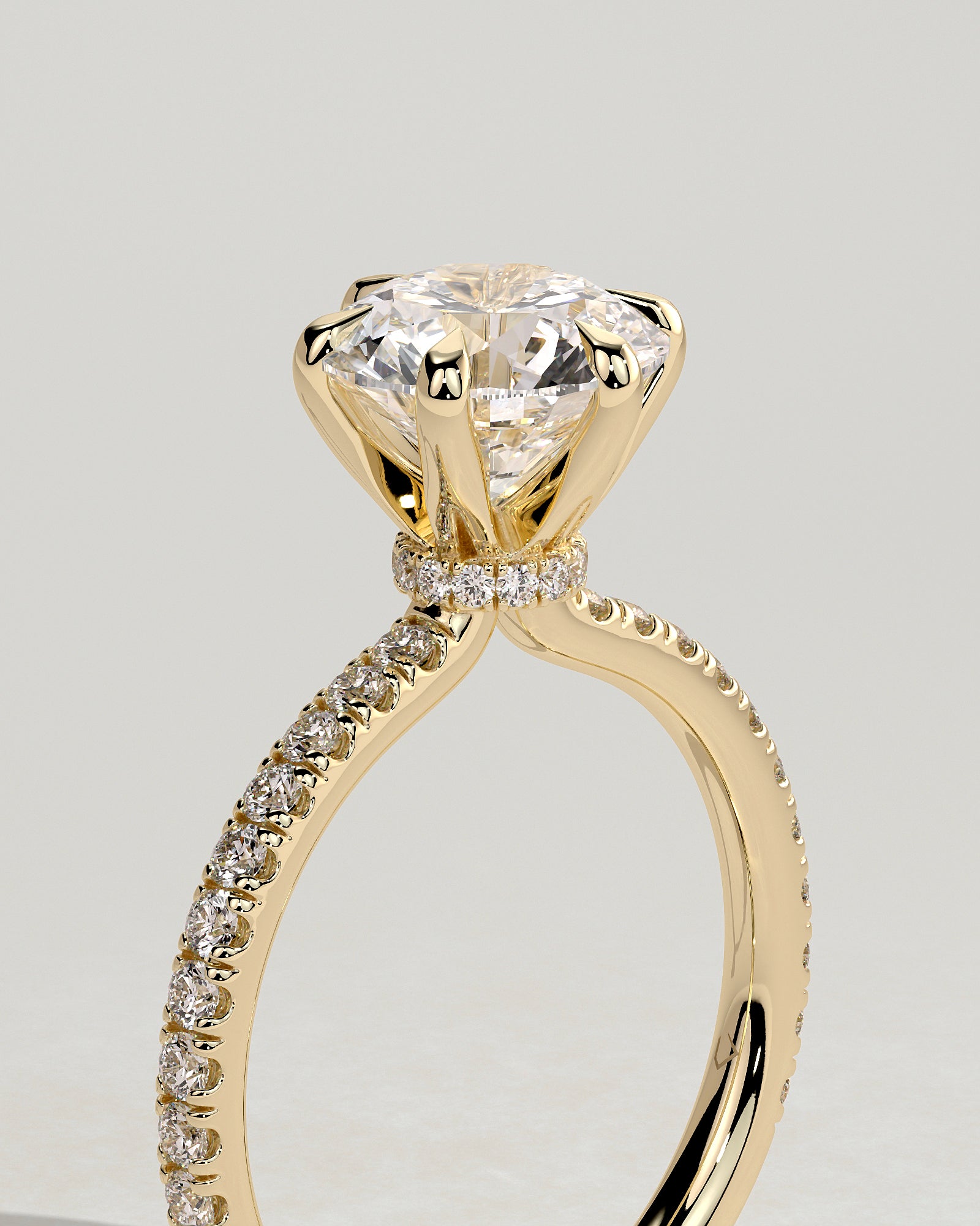 Round Halo, Pave & Split Shank Engagement Ring – 1.93 CT Lab Grown Diamond