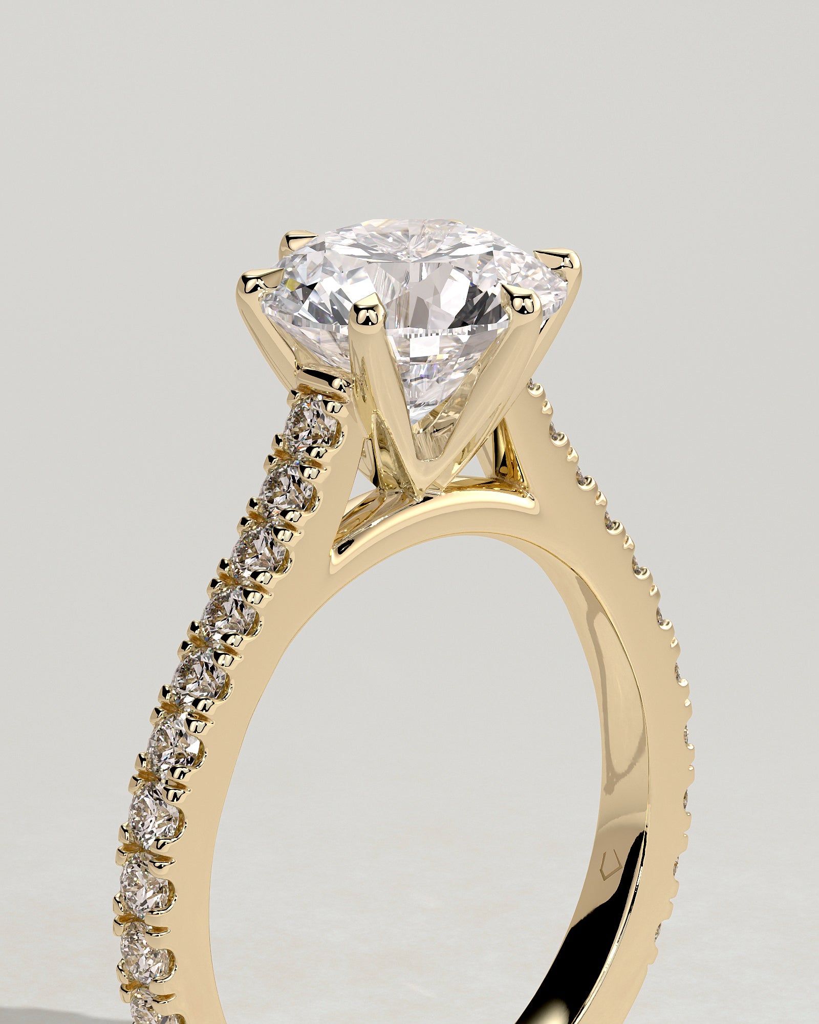 Round Halo, Pave & Split Shank Engagement Ring – 1.93 CT Lab Grown Diamond