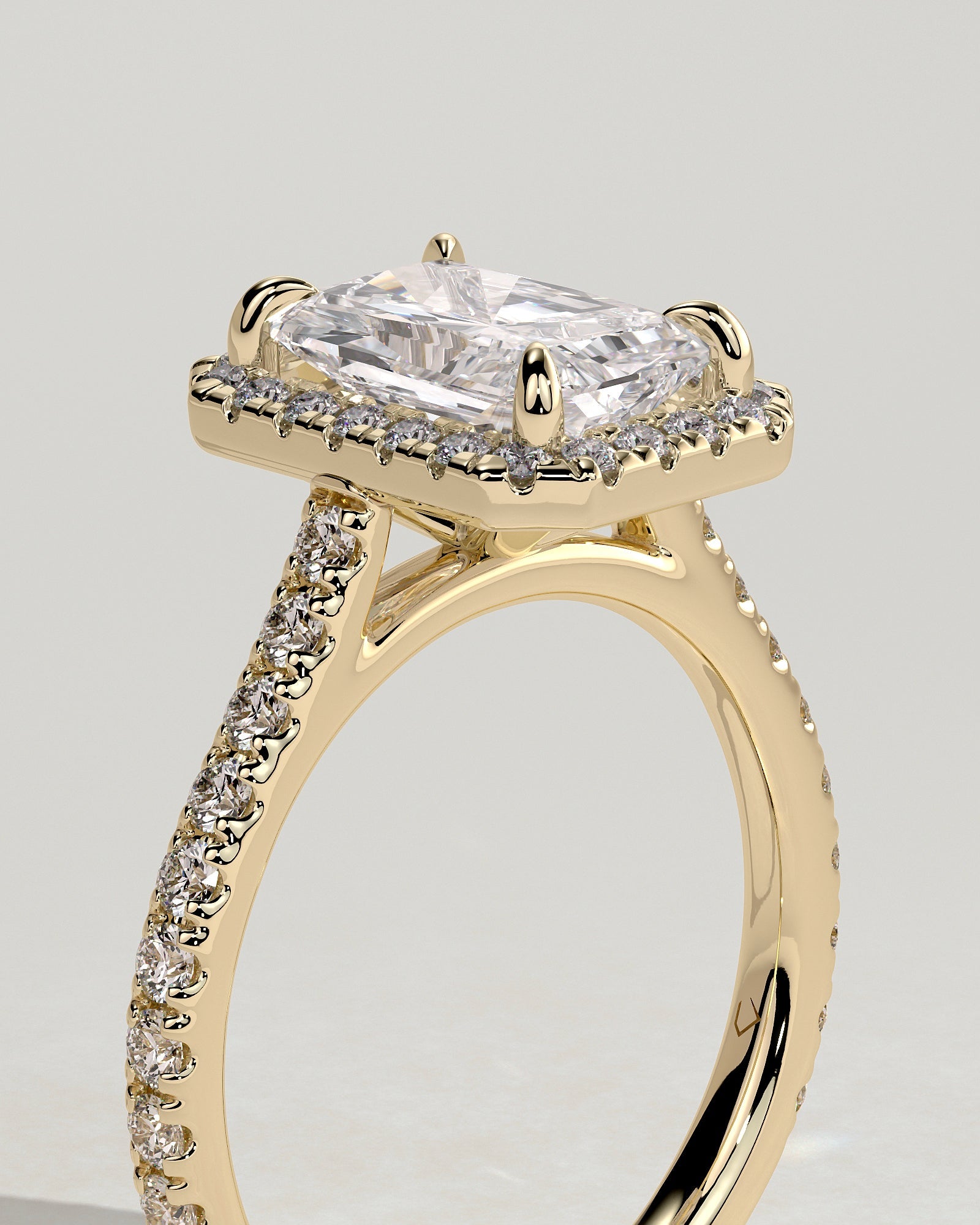 Round Halo, Pave & Split Shank Engagement Ring – 1.93 CT Lab Grown Diamond