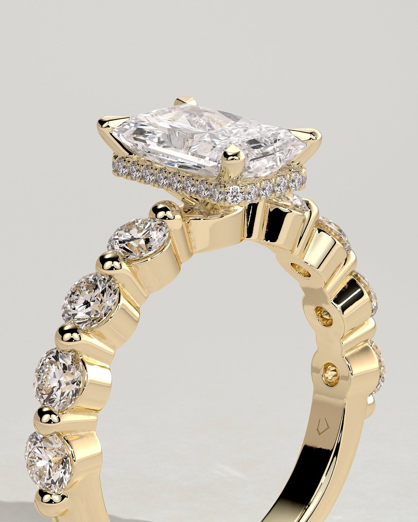 Round Halo, Pave & Split Shank Engagement Ring – 1.93 CT Lab Grown Diamond
