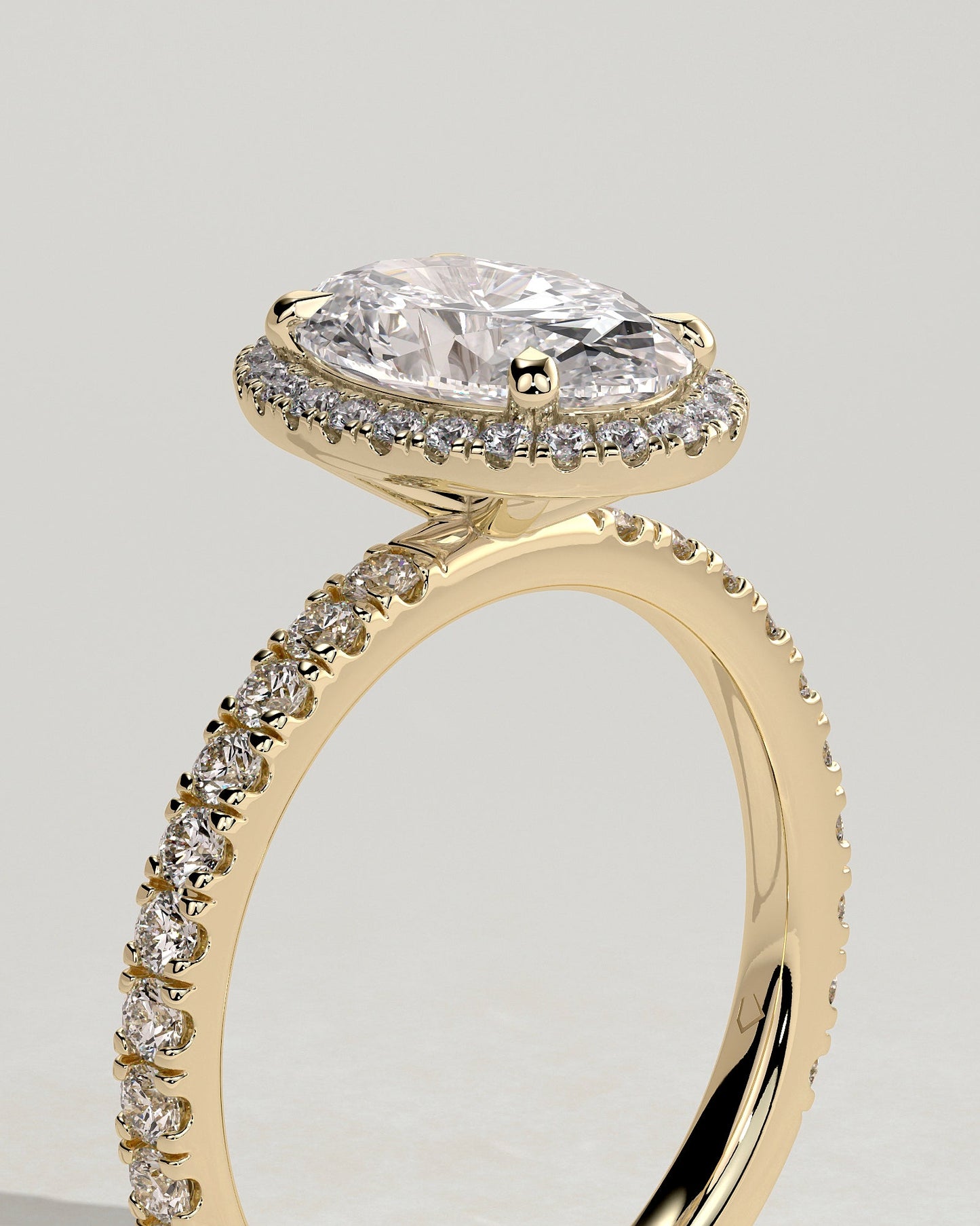 Round Halo, Pave & Split Shank Engagement Ring – 1.93 CT Lab Grown Diamond