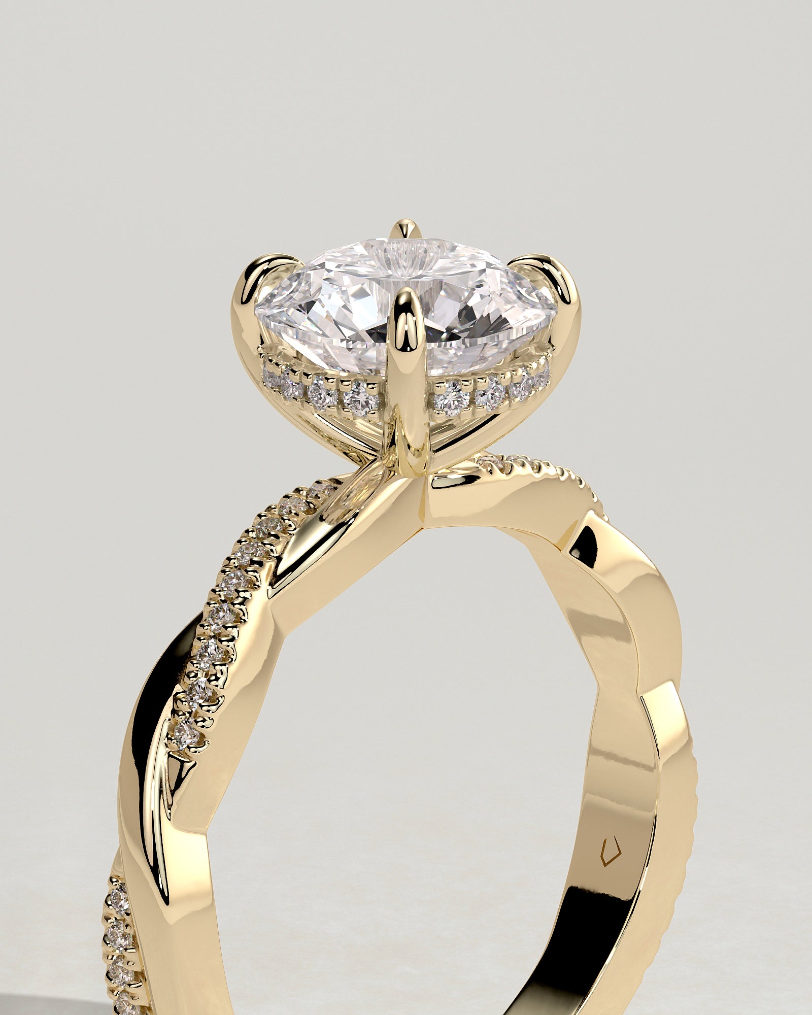 Round Halo, Pave & Split Shank Engagement Ring – 1.93 CT Lab Grown Diamond