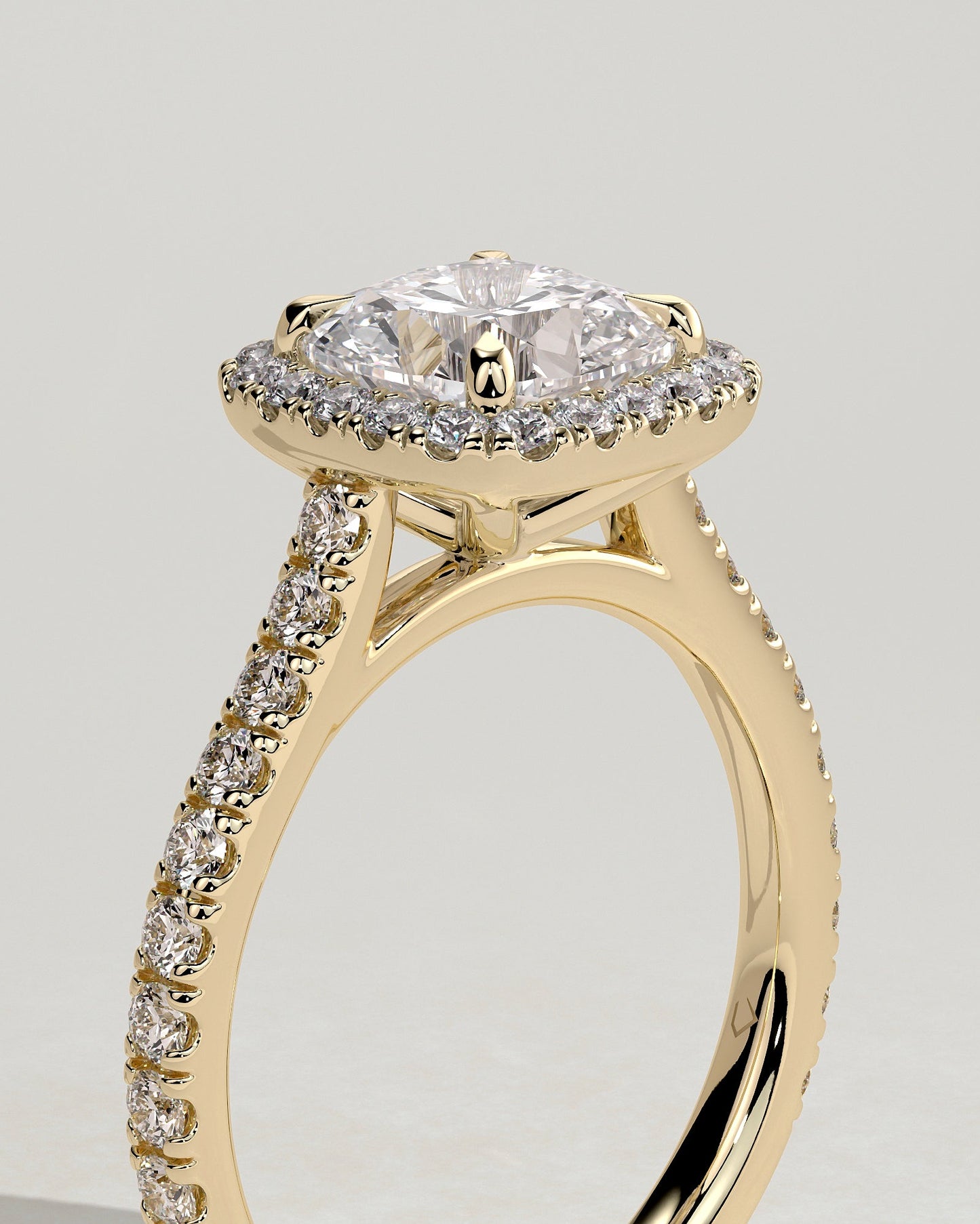 Round Halo, Pave & Split Shank Engagement Ring – 1.93 CT Lab Grown Diamond