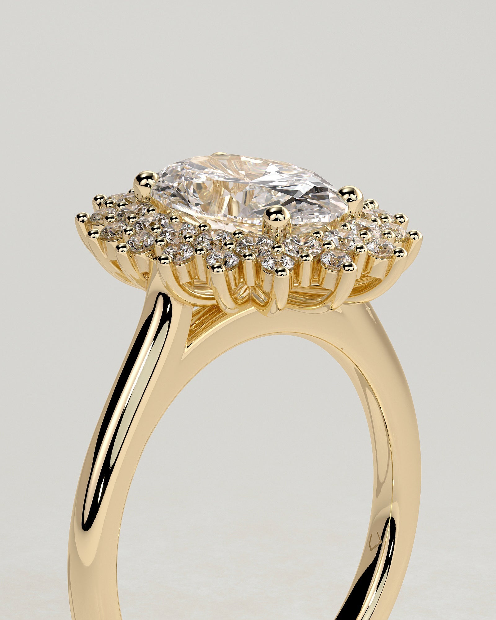 Round Halo, Pave & Split Shank Engagement Ring – 1.93 CT Lab Grown Diamond