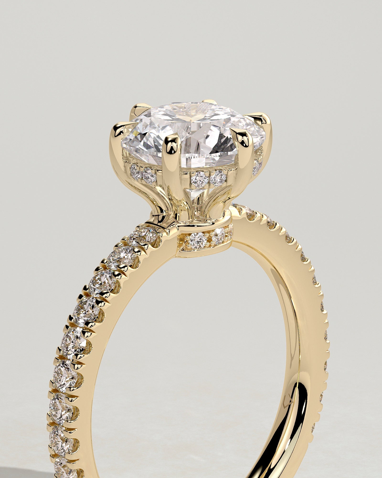 Round Halo, Pave & Split Shank Engagement Ring – 1.93 CT Lab Grown Diamond