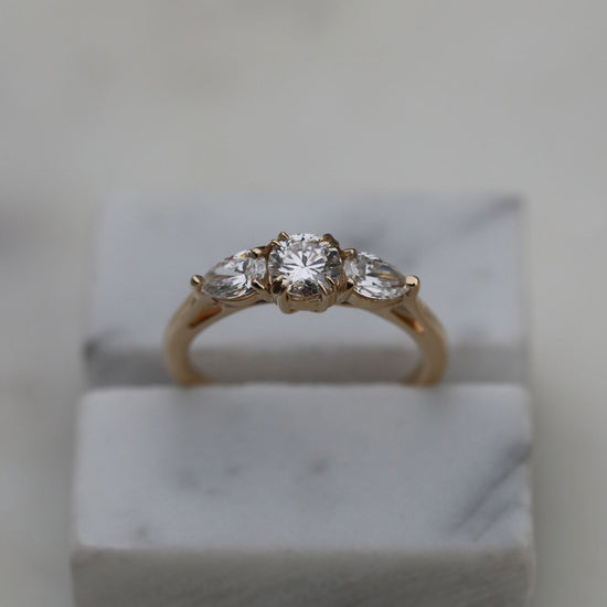 0.50 CT Round 3 Stones CVD E/VS1 Diamond Engagement Ring 5