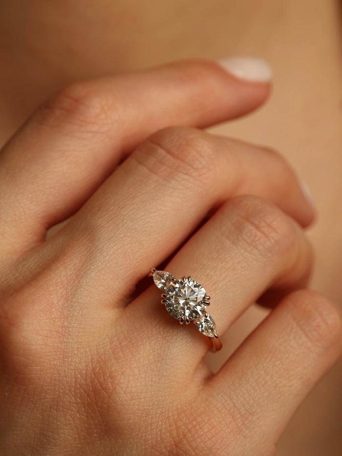 Marquise Cut Cluster Styled Lab Grown Diamond Engagement Ring