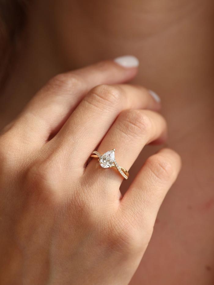 Marquise Cut Cluster Styled Lab Grown Diamond Engagement Ring