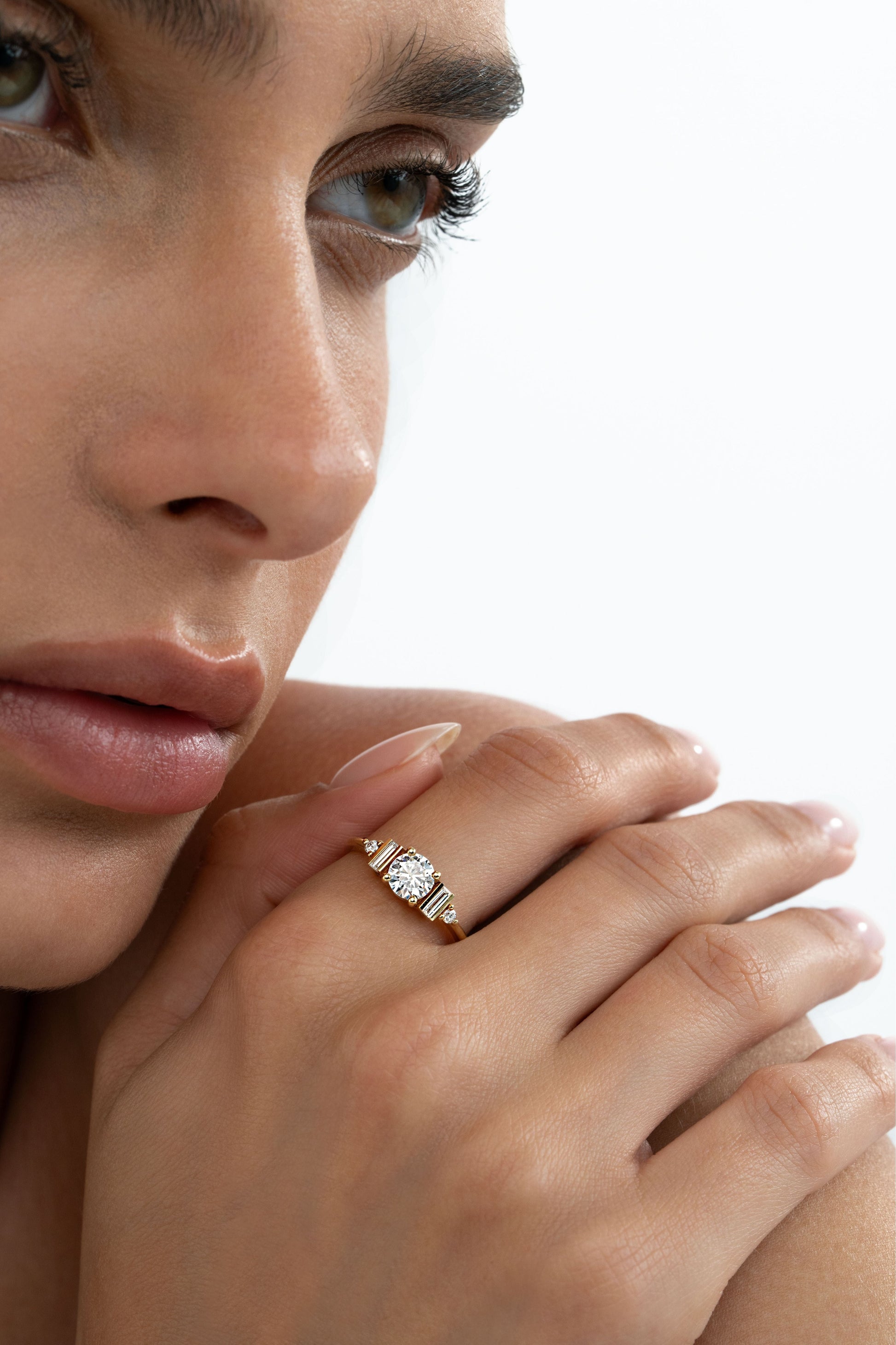 2 CT Round Three Stones Lab Grown Diamond Engagement Ring