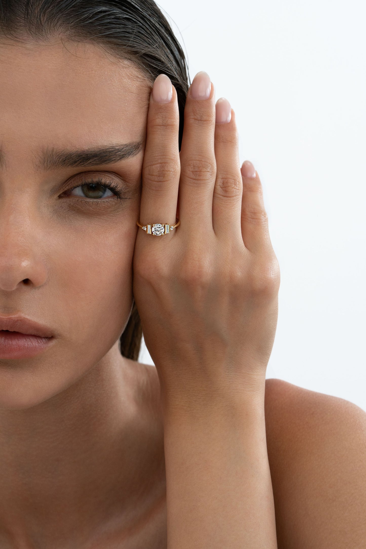 2 CT Round Three Stones Lab Grown Diamond Engagement Ring