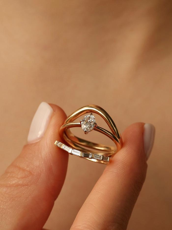 Marquise Cut Cluster Styled Lab Grown Diamond Engagement Ring