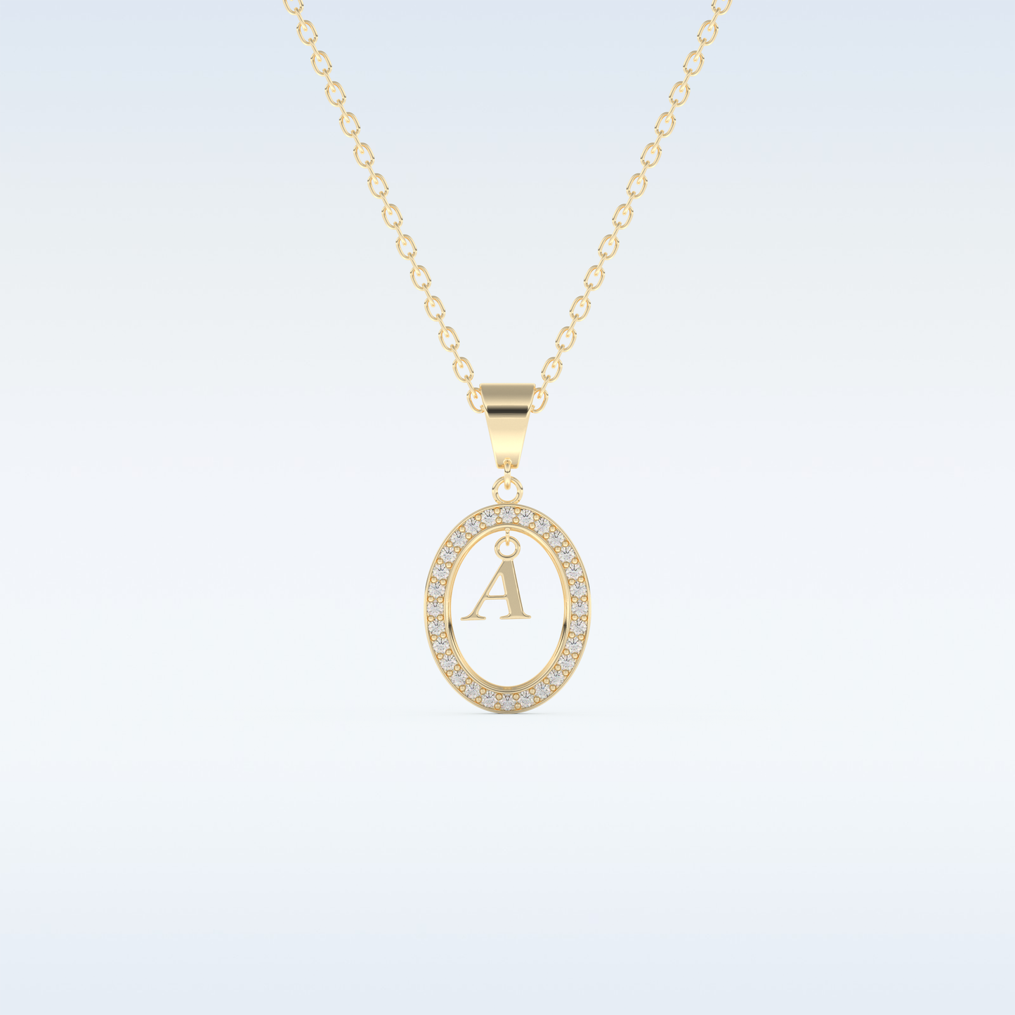 0.05 TCW Round Cut Initial Moissanite Solitaire Necklace in 14K/18K Gold