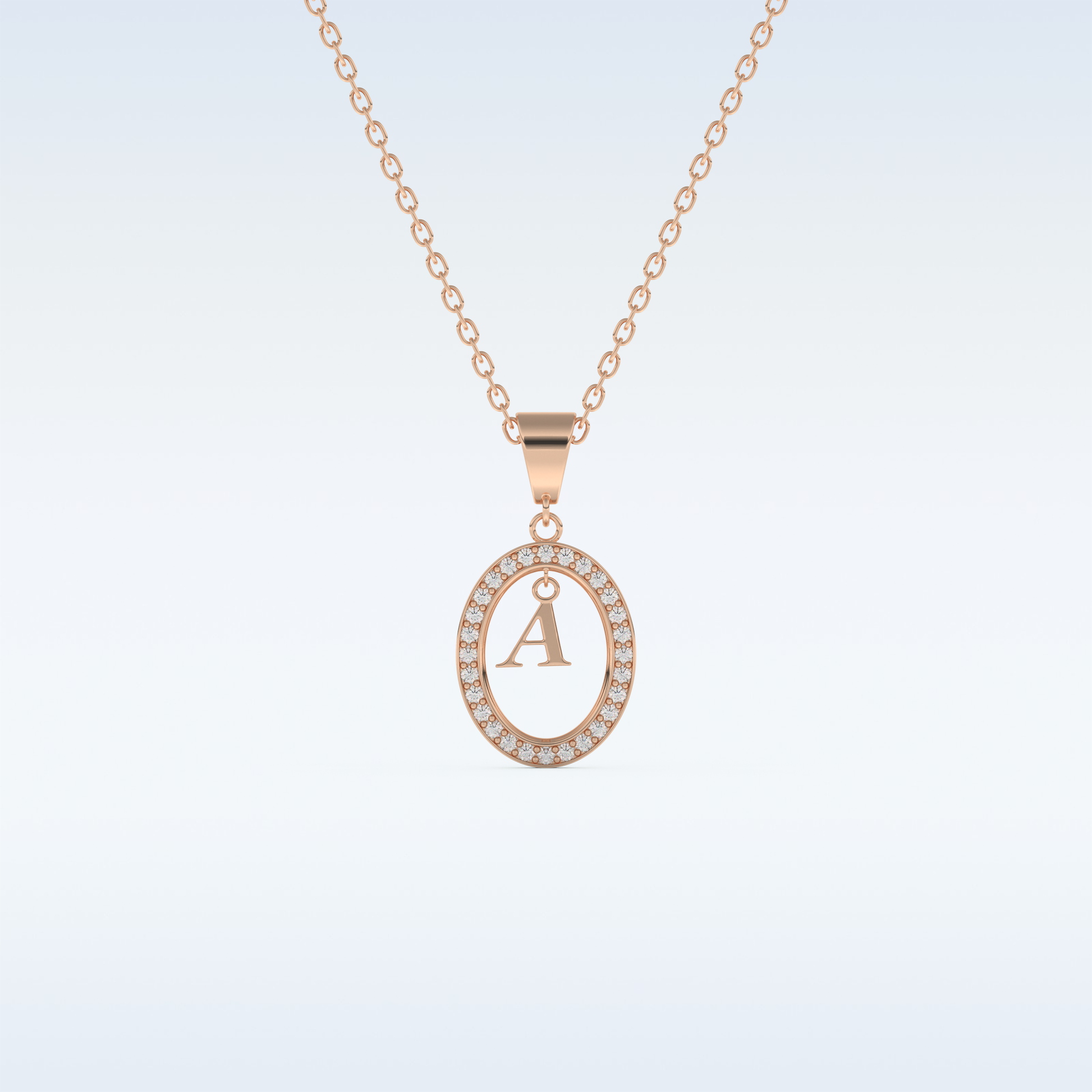 0.05 TCW Round Cut Initial Moissanite Solitaire Necklace in 14K/18K Gold