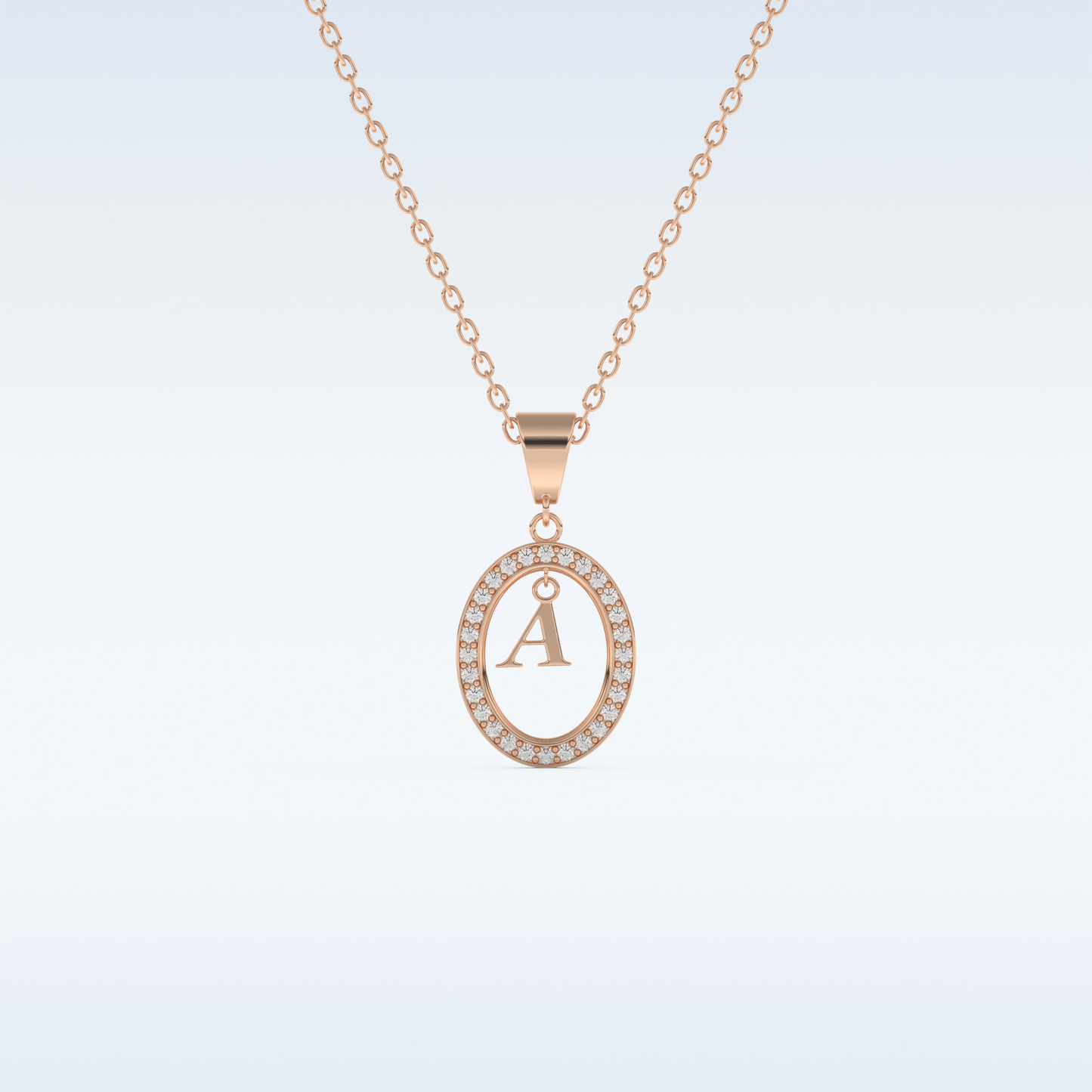 0.05 TCW Round Cut Initial Moissanite Solitaire Necklace in 14K/18K Gold