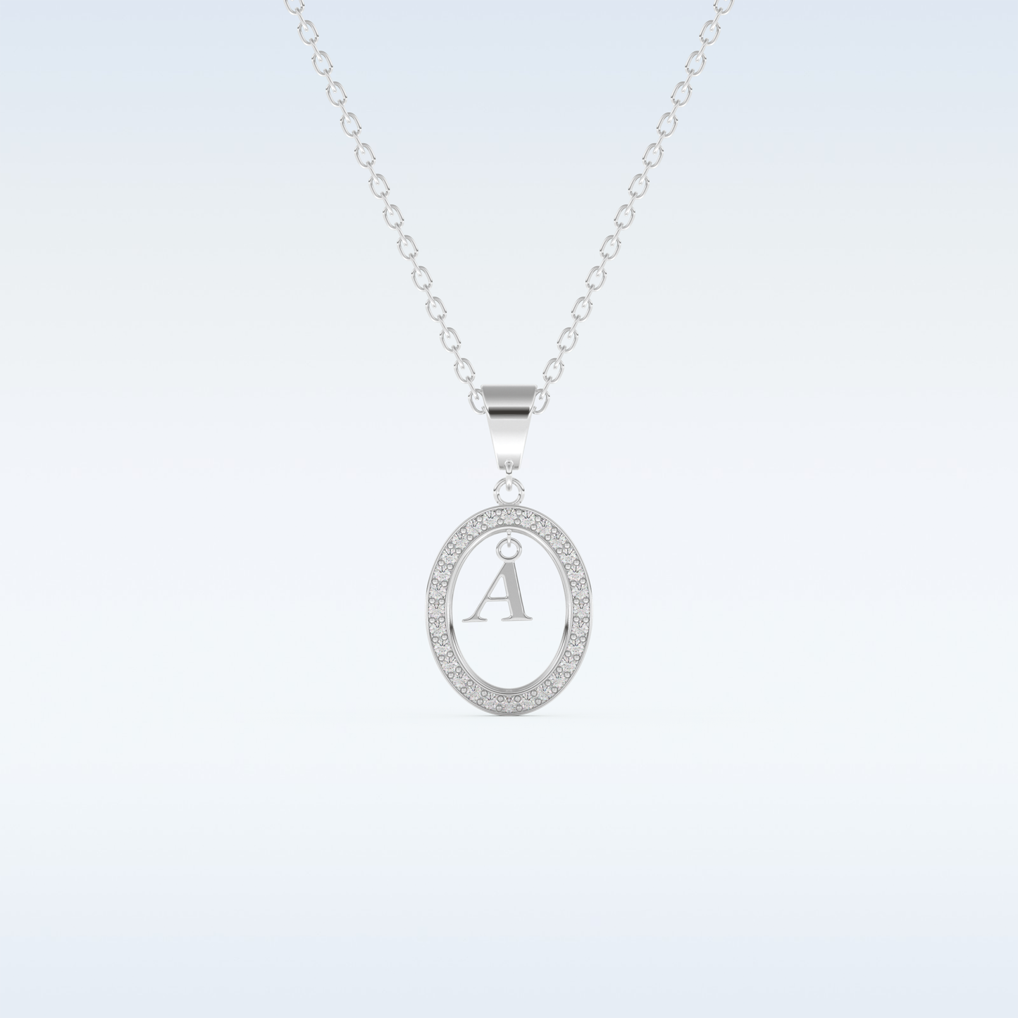 0.05 TCW Round Cut Initial Moissanite Solitaire Necklace in 14K/18K Gold
