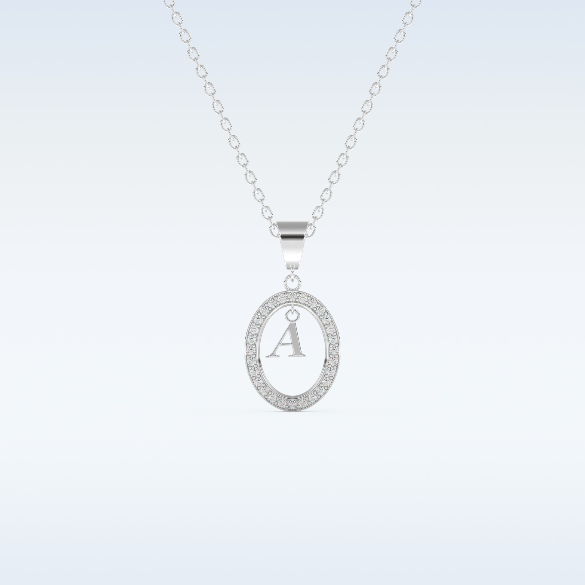 0.05 TCW Round Cut Initial Moissanite Solitaire Necklace in 14K/18K Gold