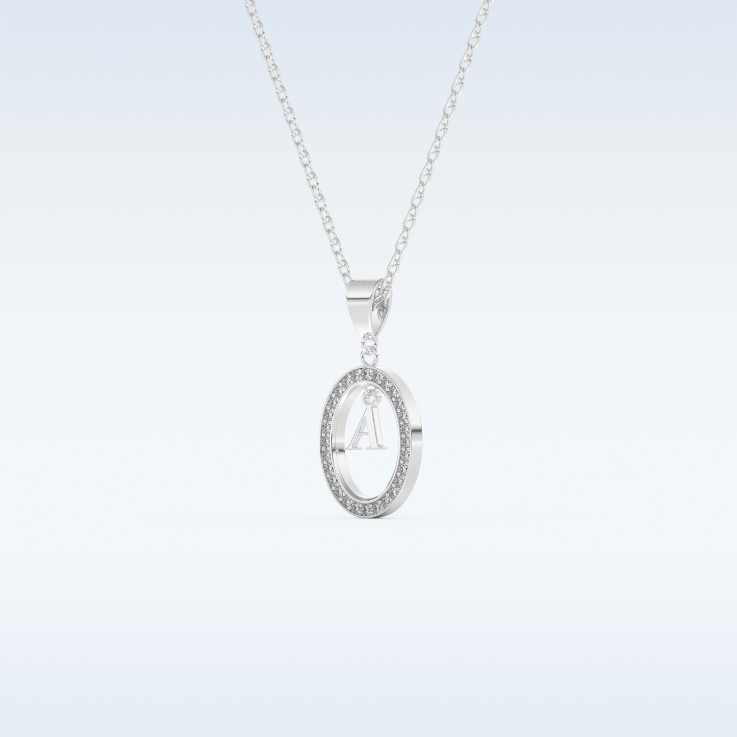 0.05 TCW Round Cut Initial Moissanite Solitaire Necklace in 14K/18K Gold