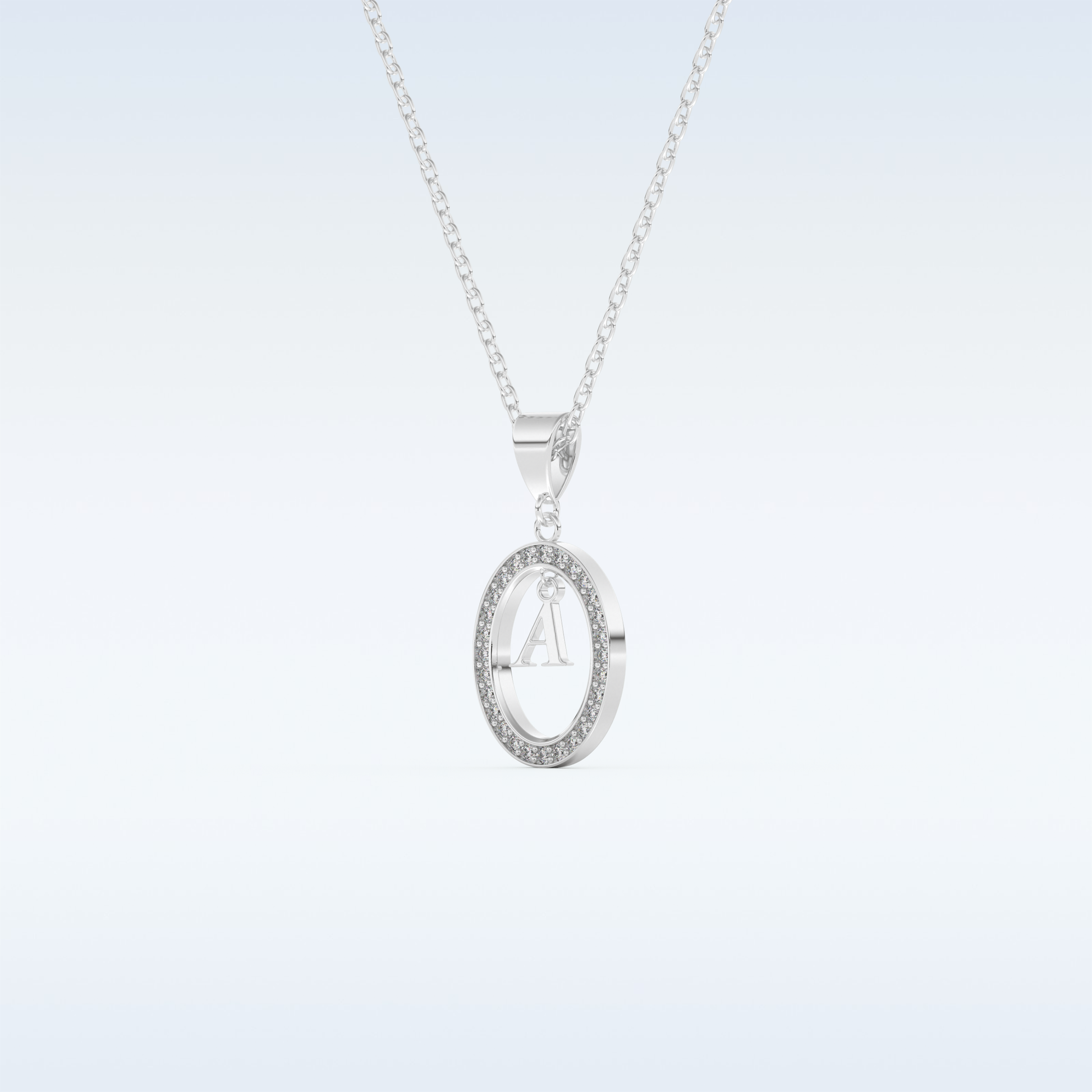 0.05 TCW Round Cut Initial Moissanite Solitaire Necklace in 14K/18K Gold
