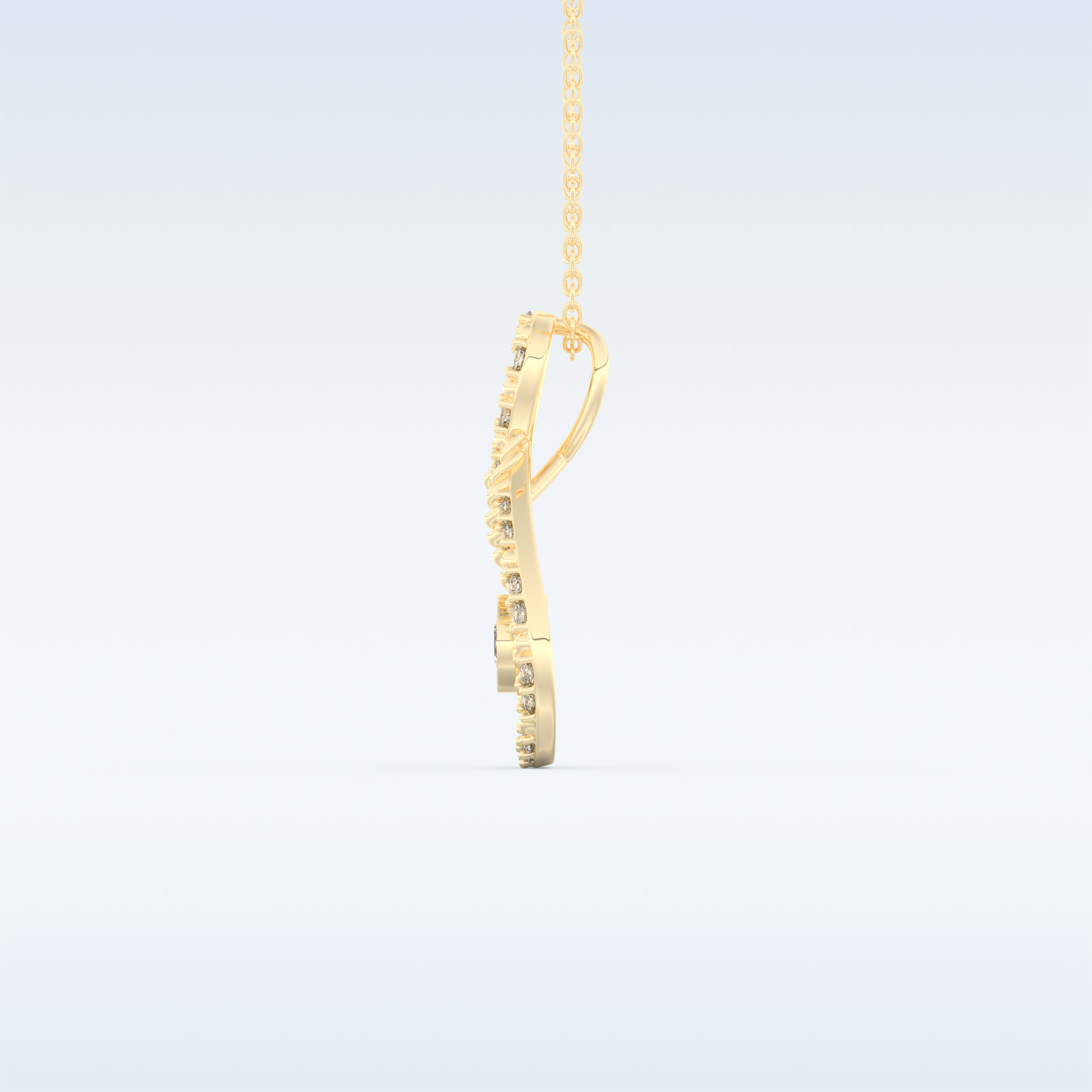 0.11 TCW Round Cut Pear With Multi Stone Moissanite Solitaire Necklace in 14K/18K Gold