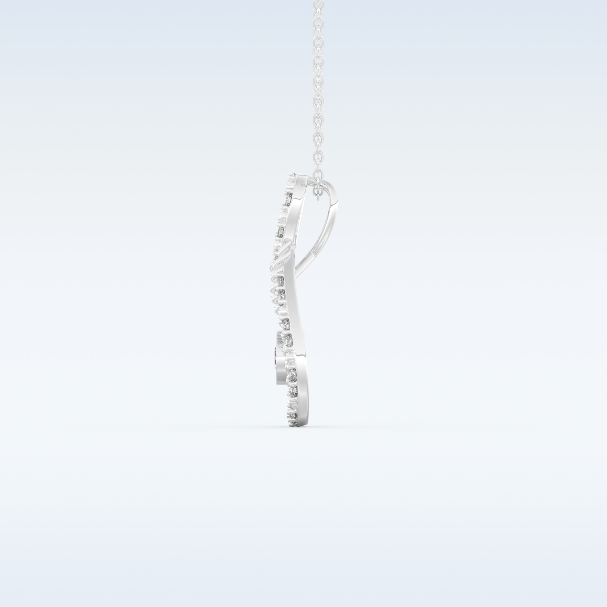 0.11 TCW Round Cut Pear With Multi Stone Moissanite Solitaire Necklace in 14K/18K Gold