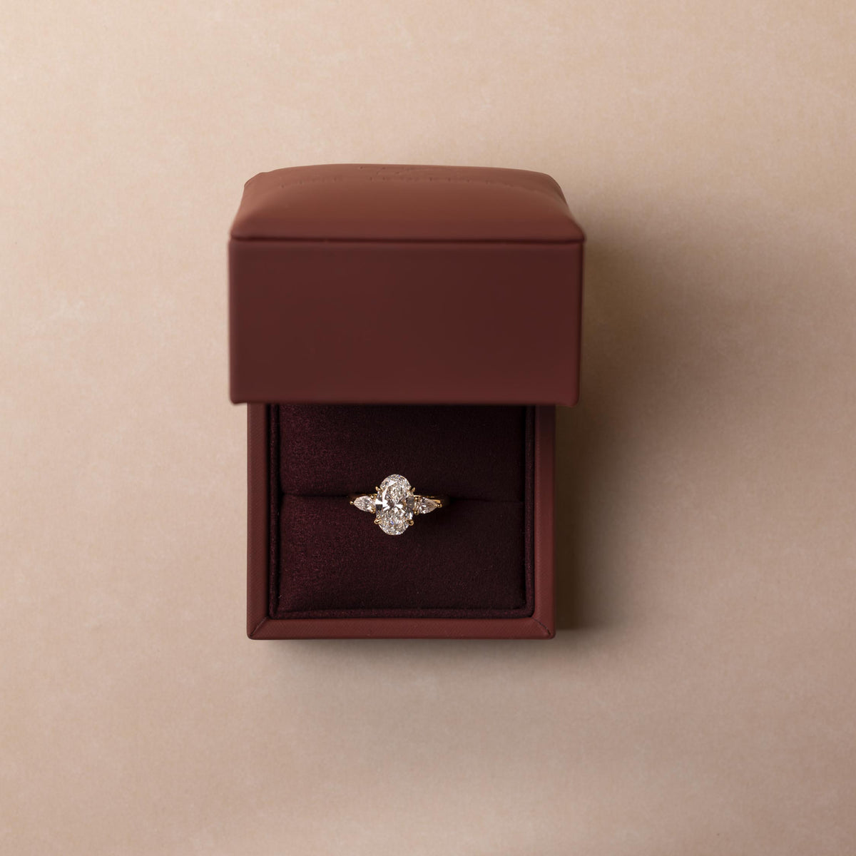 Oval Three Stone Lab Grown Diamond Engagement Ring