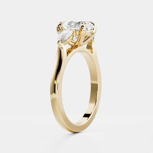 Oval Three Stone Lab Grown Diamond Engagement Ring