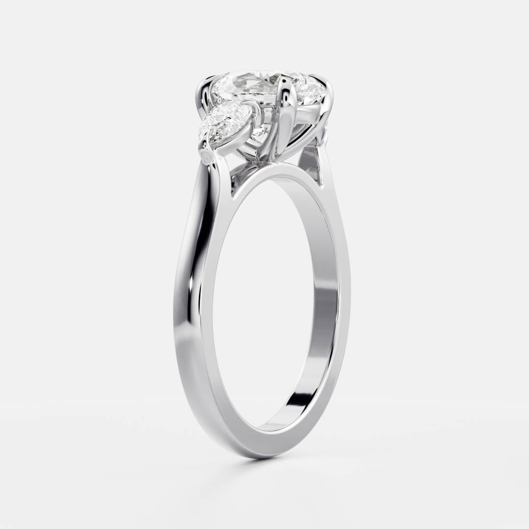 Oval Three Stone Lab Grown Diamond Engagement Ring