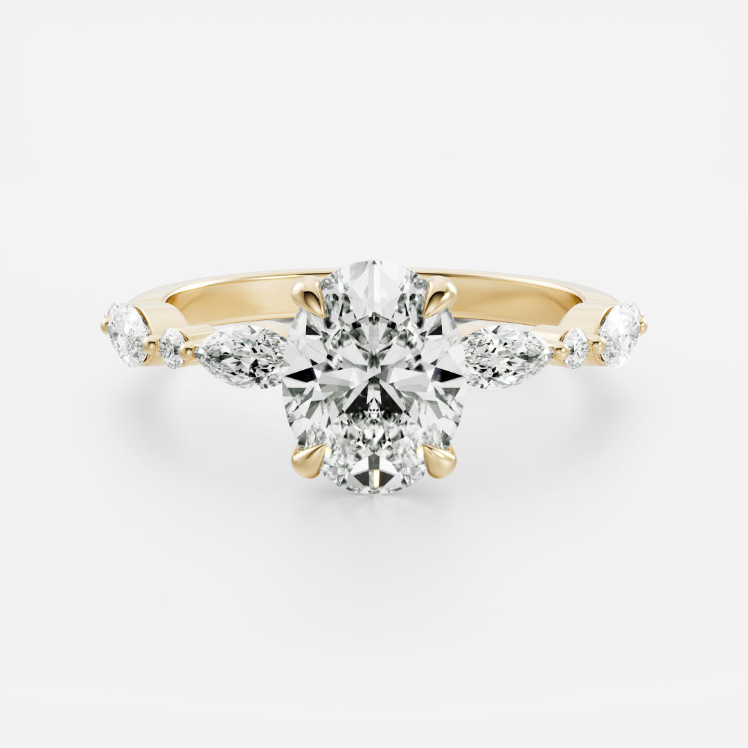 Oval Three Stone Lab Grown Diamond Engagement Ring