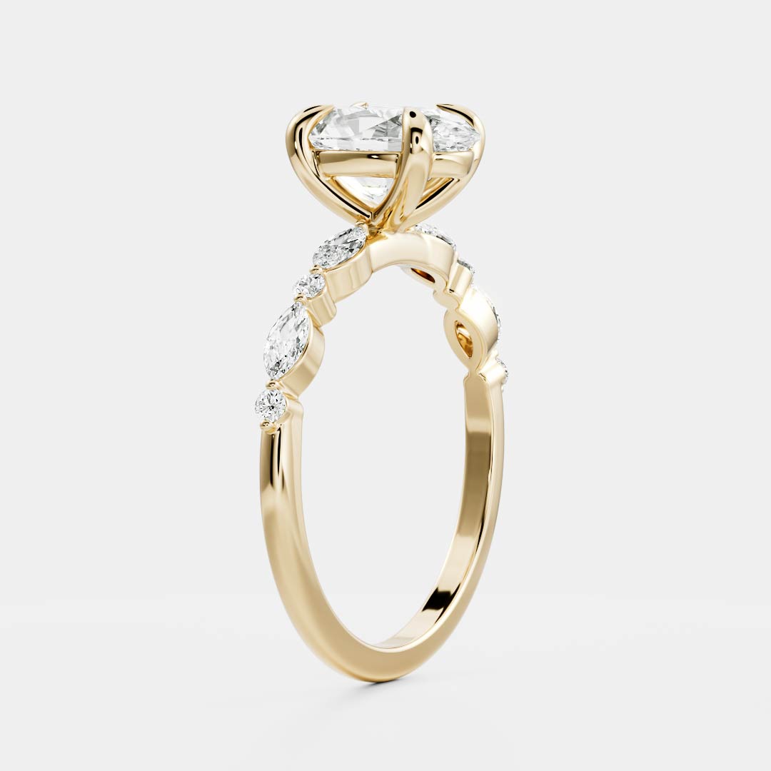 Oval Three Stone Lab Grown Diamond Engagement Ring