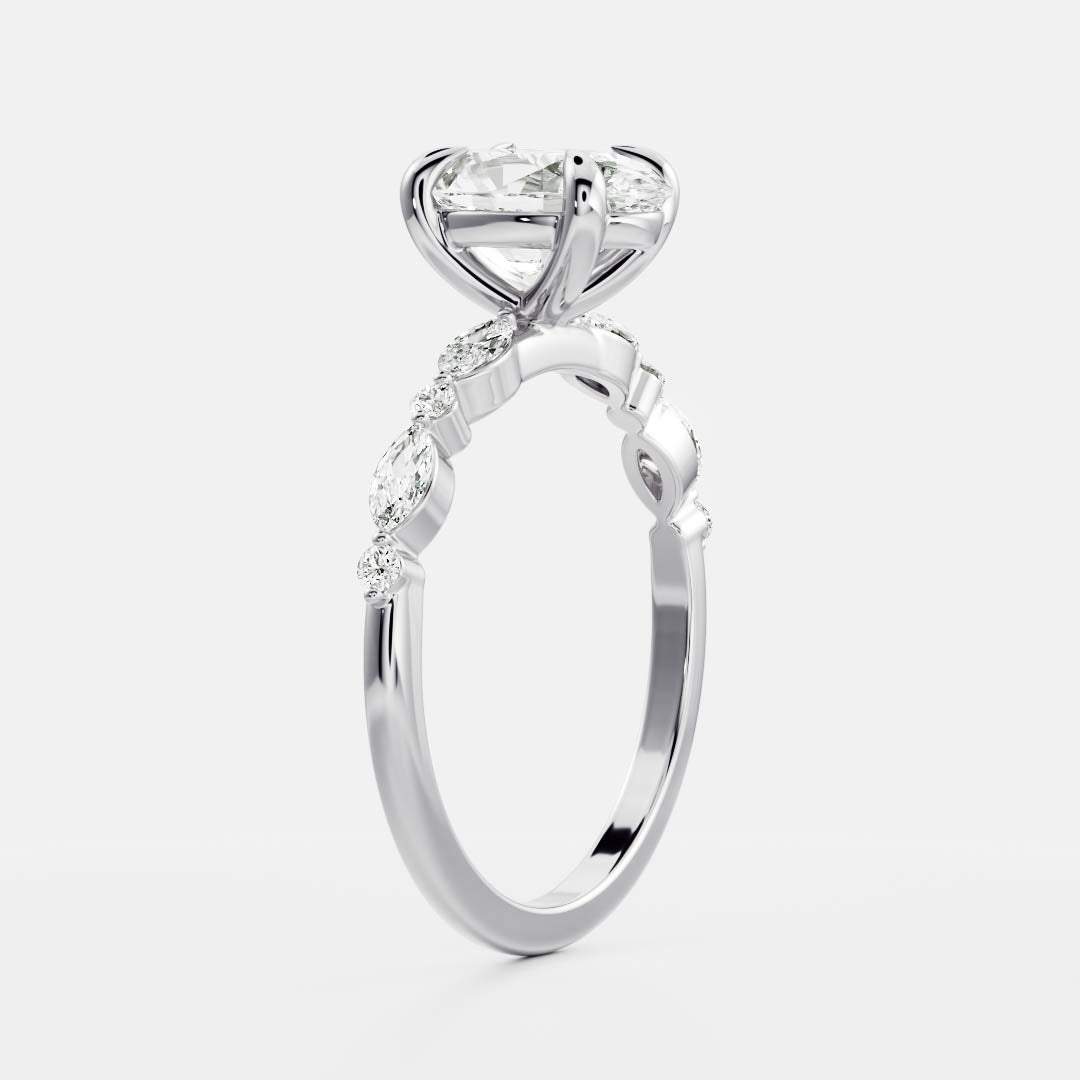 Oval Three Stone Lab Grown Diamond Engagement Ring
