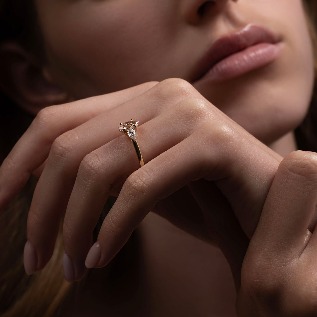 Oval Three Stone Lab Grown Diamond Engagement Ring