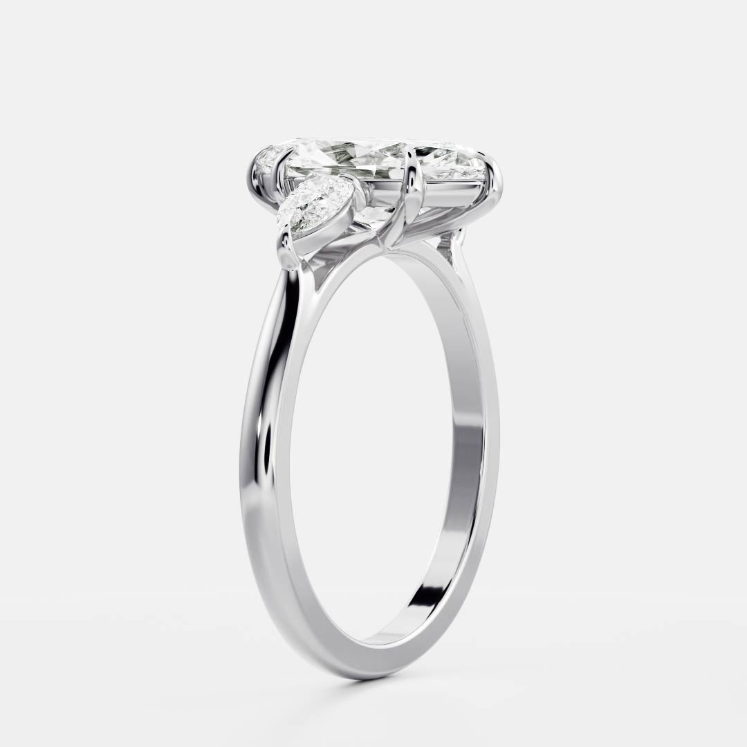 Oval Three Stone Lab Grown Diamond Engagement Ring