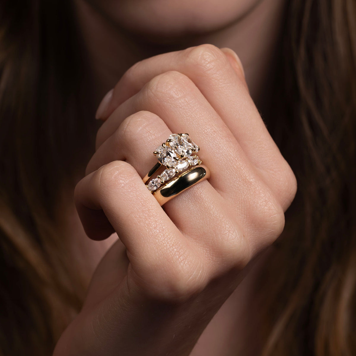 Oval Three Stone Lab Grown Diamond Engagement Ring