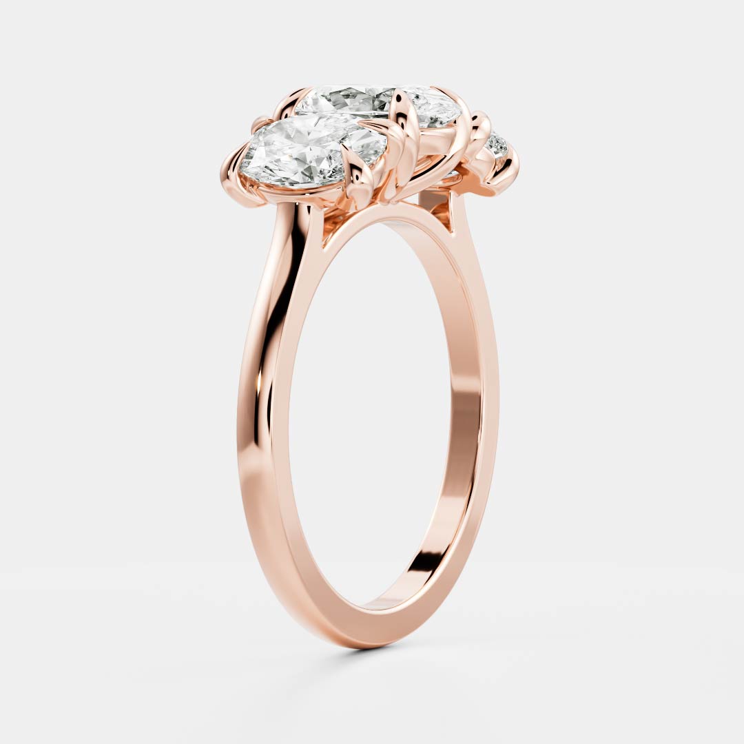 Oval Three Stone Lab Grown Diamond Engagement Ring