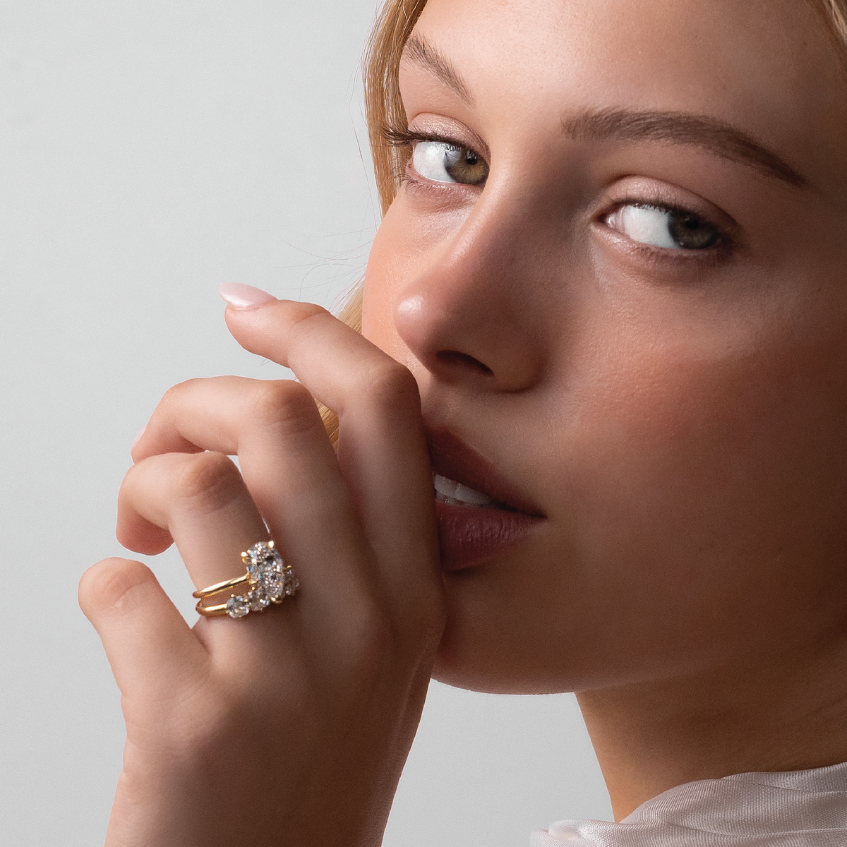 Oval Three Stone Lab Grown Diamond Engagement Ring