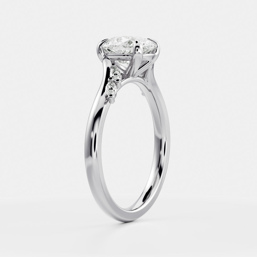 Oval Three Stone Lab Grown Diamond Engagement Ring