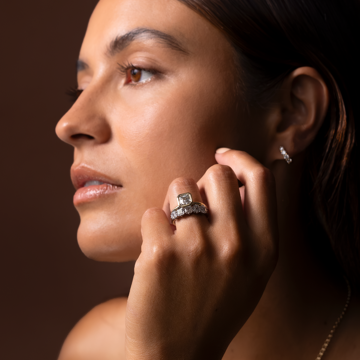 Oval Three Stone Lab Grown Diamond Engagement Ring